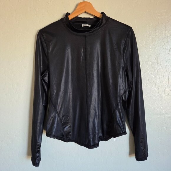 Free People Tops - Intimately Free People Straight Up Long Sleeve Mock Neck Top Shiny Black Size XL